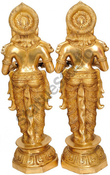 Large Size Indian Celestial Apsara Deeplakshmi Fine Diwali Décor Statue 3 Feet by vendor-unknown - Decor (View 3)