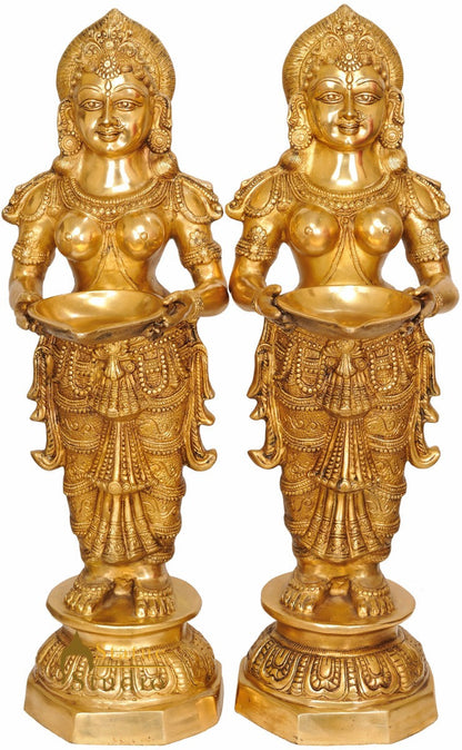 Large Size Indian Celestial Apsara Deeplakshmi Fine Diwali Décor Statue 3 Feet by vendor-unknown - Decor (View 2)