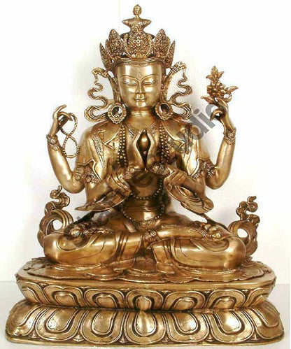 Large Size Chenresin or Four-Armed Avalokiteshvara Buddhist Deity Statue 28" by vendor-unknown - Buddha