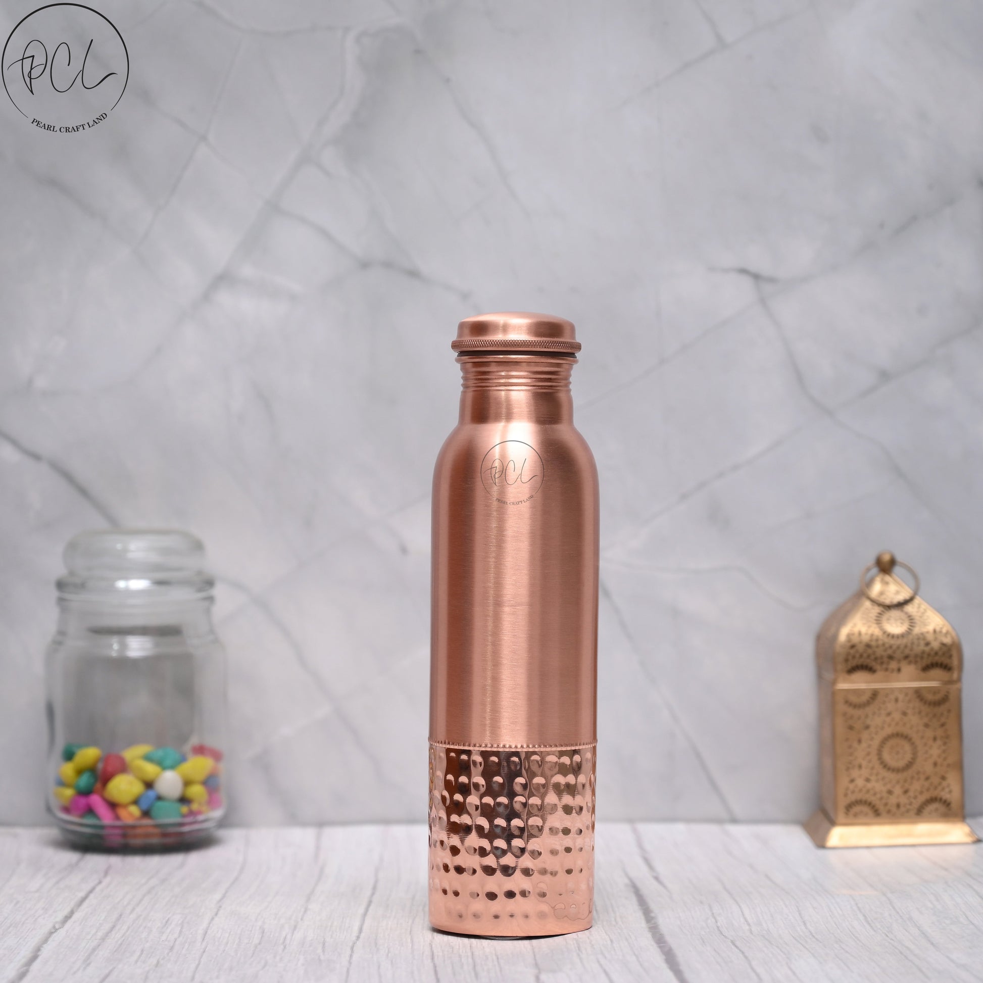 100% Pure Copper Water Bottle 950ML | Half-Hammered Ayurvedic Design | Handcrafted, Leak-Proof & Sustainable – Sama Homes - Eco-friendly - Sama Homes