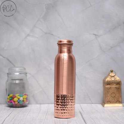 100% Pure Copper Water Bottle 950ML | Half-Hammered Ayurvedic Design | Handcrafted, Leak-Proof & Sustainable – Sama Homes