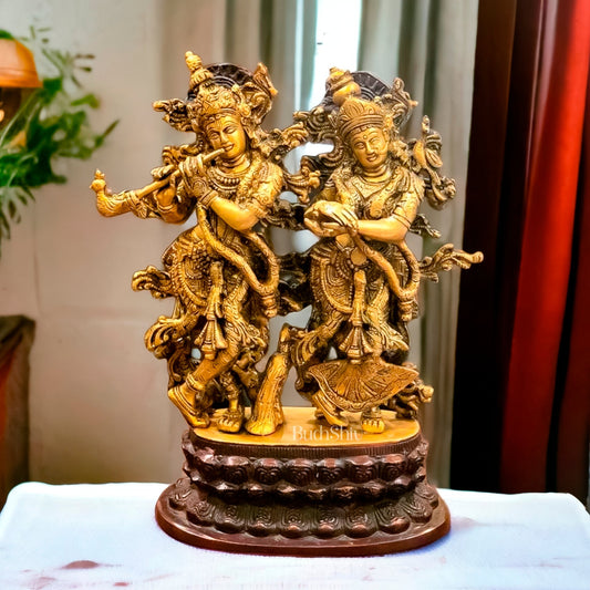 Sama Homes-exquisite 12 brass radha and krishna idol pair divine hindu deities