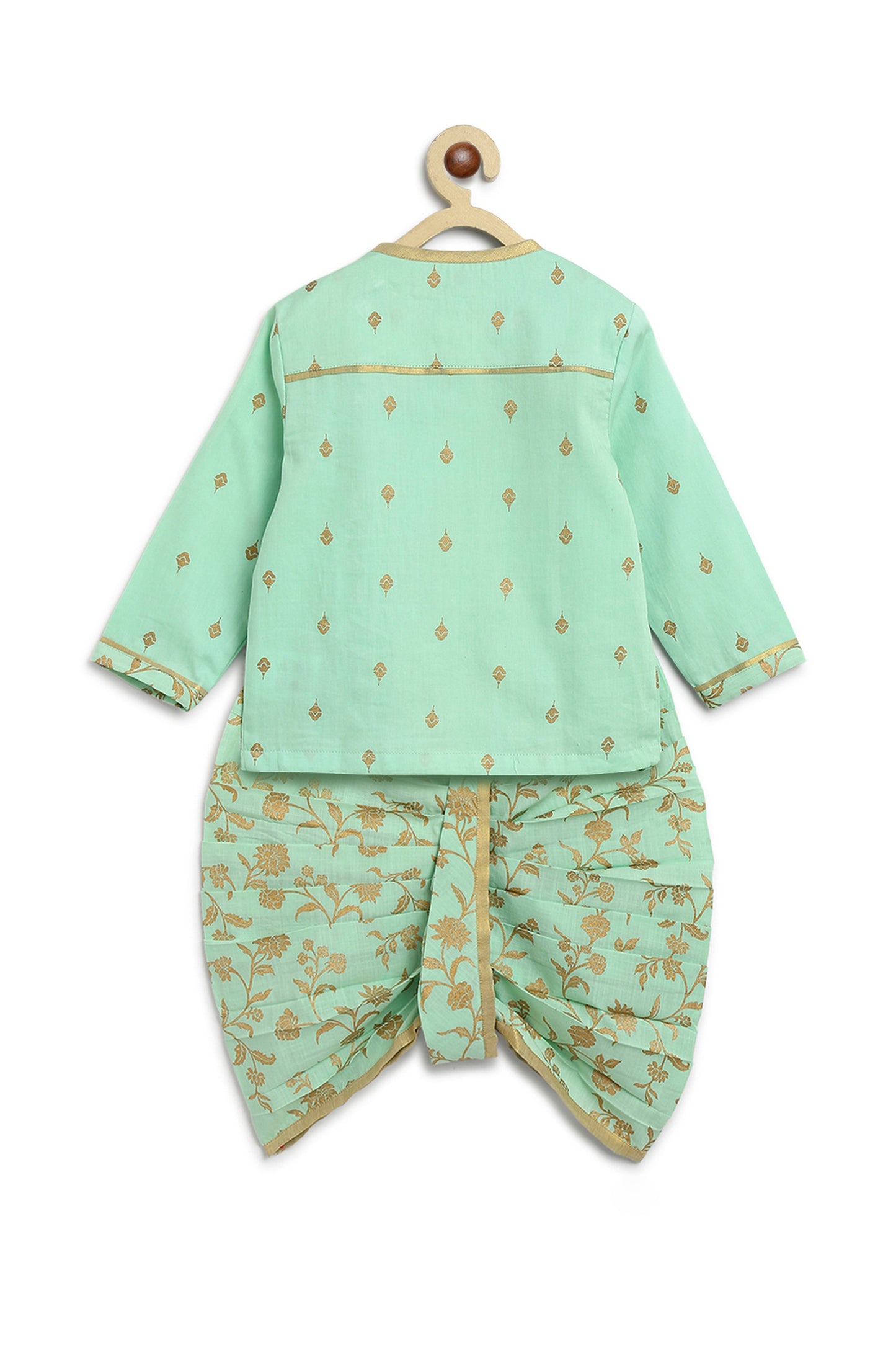 Baby Sadabahar Print Dhoti Set - Green