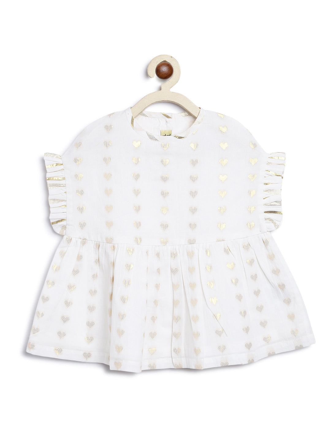 Girl Golden Culottes and Top Set-White