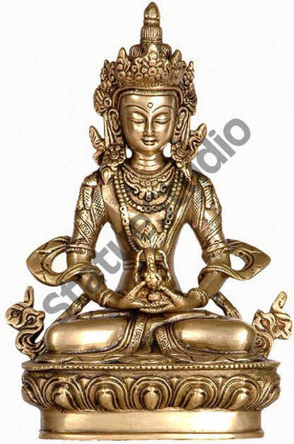 Tibetan Metal Buddhist God Amitabha ThanksGiving Gift Sculpture 6" by vendor-unknown - Buddha