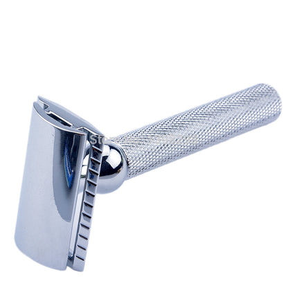 Luxury Shaving Set for Men – Double Edge Safety Razor with Badger Hair Brush, Chrome Stand, Shaving Soap Bowl, Gift Box & 10 Free Blades – Image 3