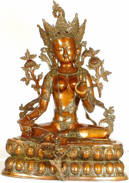 Large Size Antique Imitation Tibetan Buddhist Deity Green Tara Statue 34" by vendor-unknown - Hindu Gods (View 2)