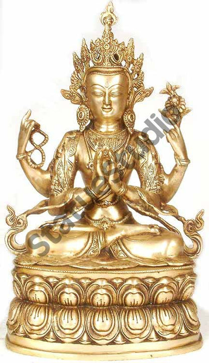 Vintage Four Armed Chinese Buddhism Deity Avalokiteshwara Statue 18" by vendor-unknown - Buddha (View 2)