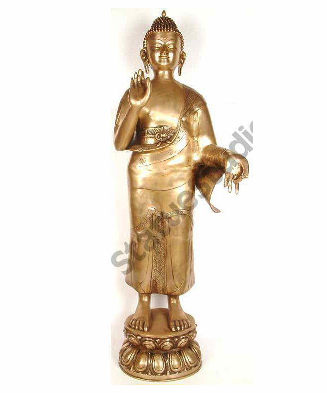 Large Size Rare Old Standing Blessing Buddha Thanksgiving Gift Statue 4 Feet - Eco-friendly - Sama Homes