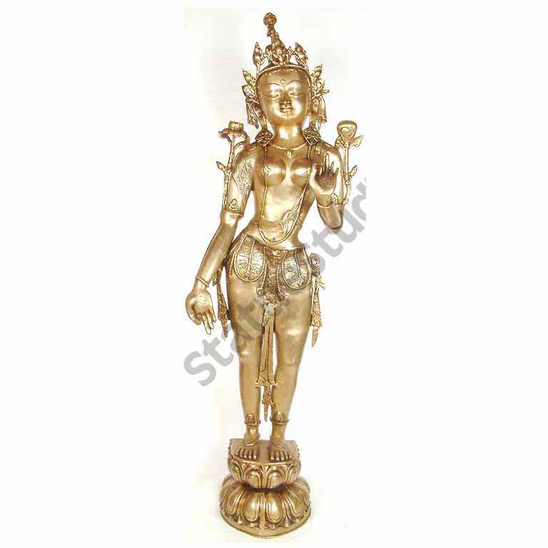 Large Size Old Chinese Vintage Buddhist Deity Tara Statue 4 Feet