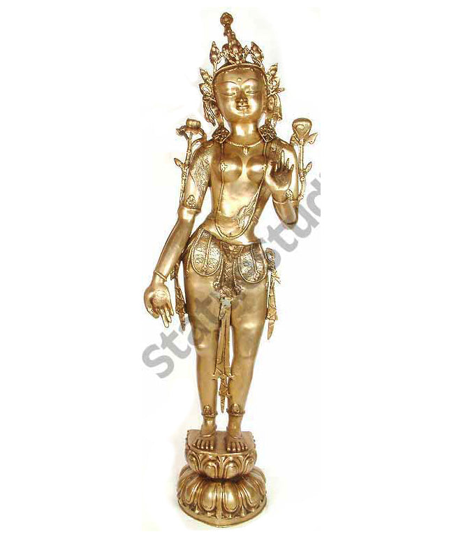 Large Size Old Chinese Vintage Buddhist Deity Tara Statue 4 Feet