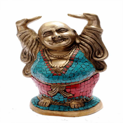 Brass Vintage Happy Smiling Laughing Buddha Statue Good Luck Charm 11 Inch by vendor-unknown - Buddha