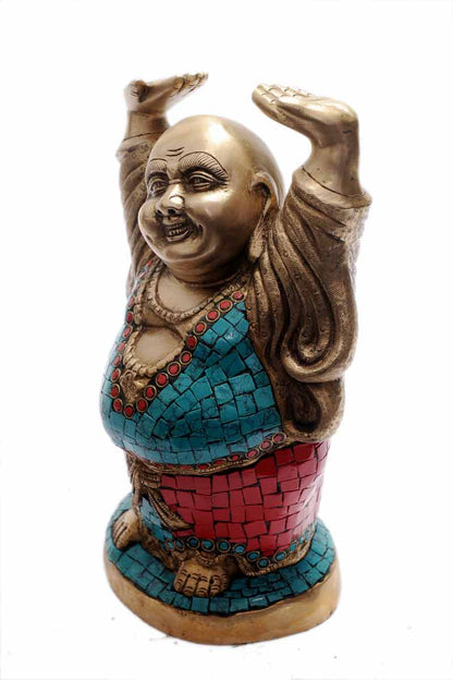 Brass Vintage Happy Smiling Laughing Buddha Statue Good Luck Charm 11 Inch by vendor-unknown - Buddha (View 3)