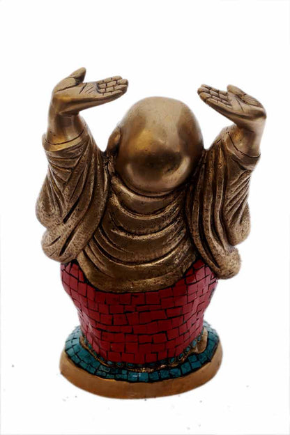 Brass Vintage Happy Smiling Laughing Buddha Statue Good Luck Charm 11 Inch by vendor-unknown - Buddha (View 4)