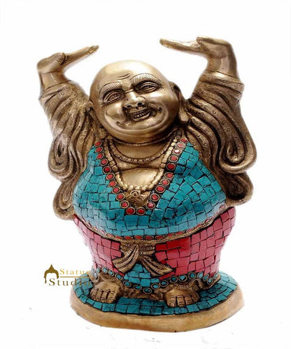 Brass Vintage Happy Smiling Laughing Buddha Statue Good Luck Charm 11 Inch by vendor-unknown - Buddha (View 2)