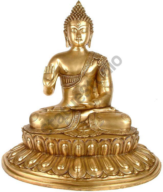 Brass Indian Handicraft Blessing Buddha Good Luck Sculpture 2 Feet