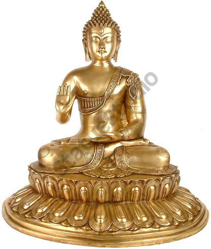 Brass Indian Handicraft Blessing Buddha Good Luck Sculpture 2 Feet by vendor-unknown - Buddha (View 2)