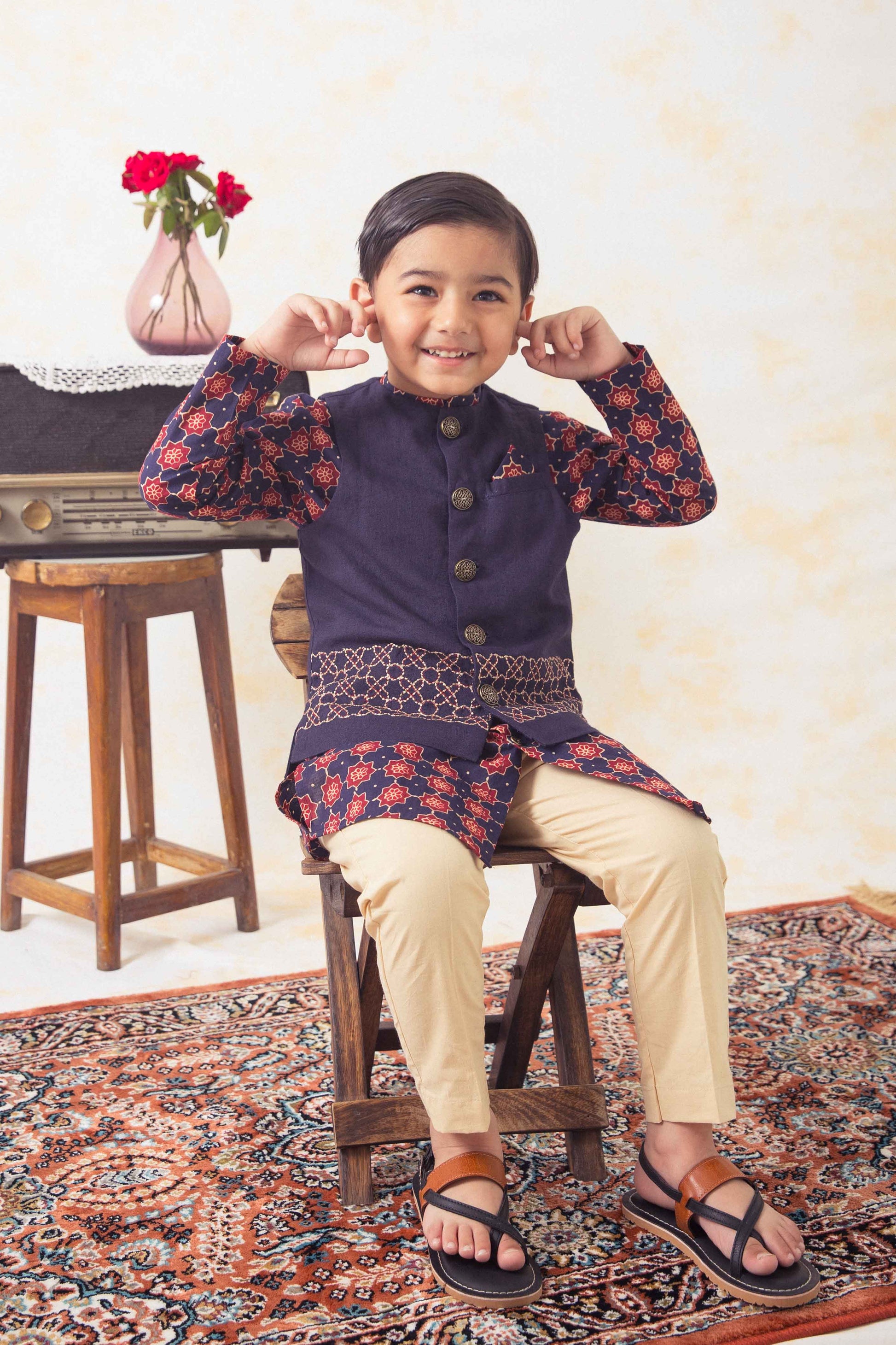 Little Maharaja Boy Bundi Set - Blue - Image 2