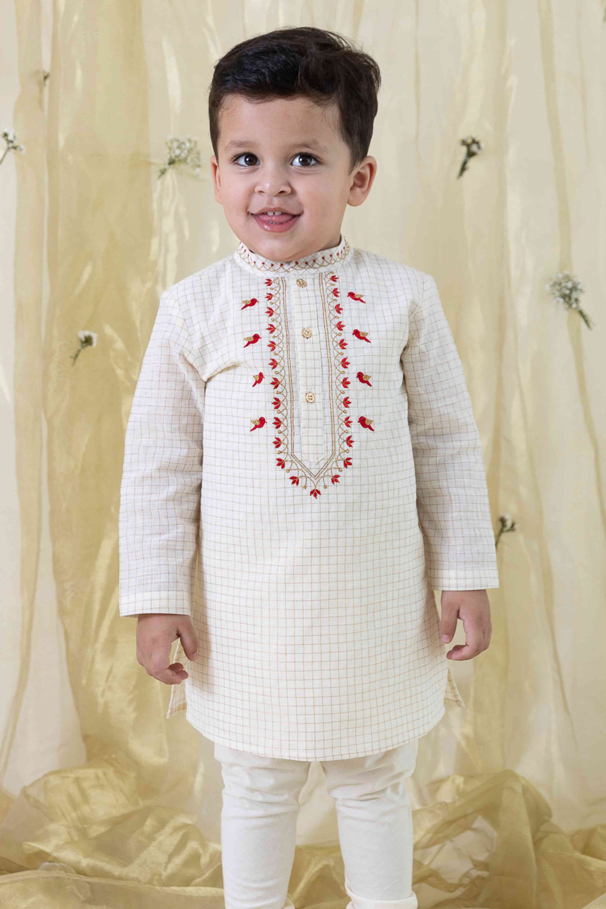 Chidiya Udd Zari Kurta Set - Cream - Image 2