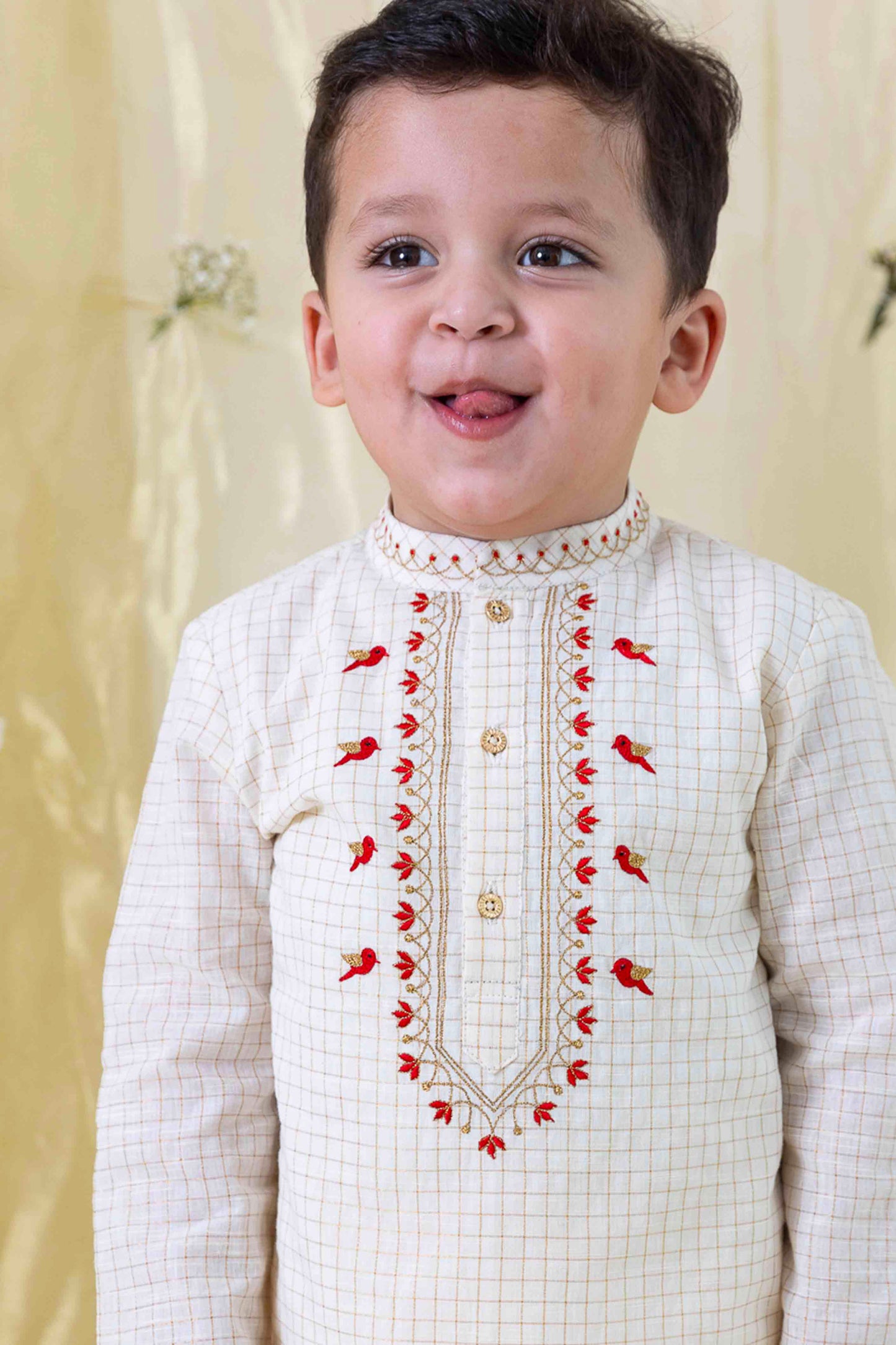 Chidiya Udd Zari Kurta Set - Cream