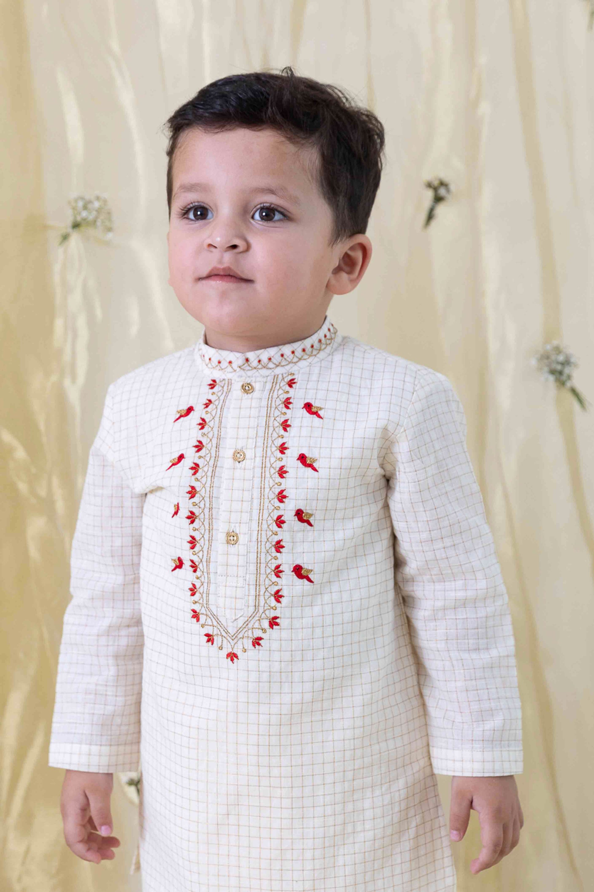 Chidiya Udd Zari Kurta Set - Cream - Image 4