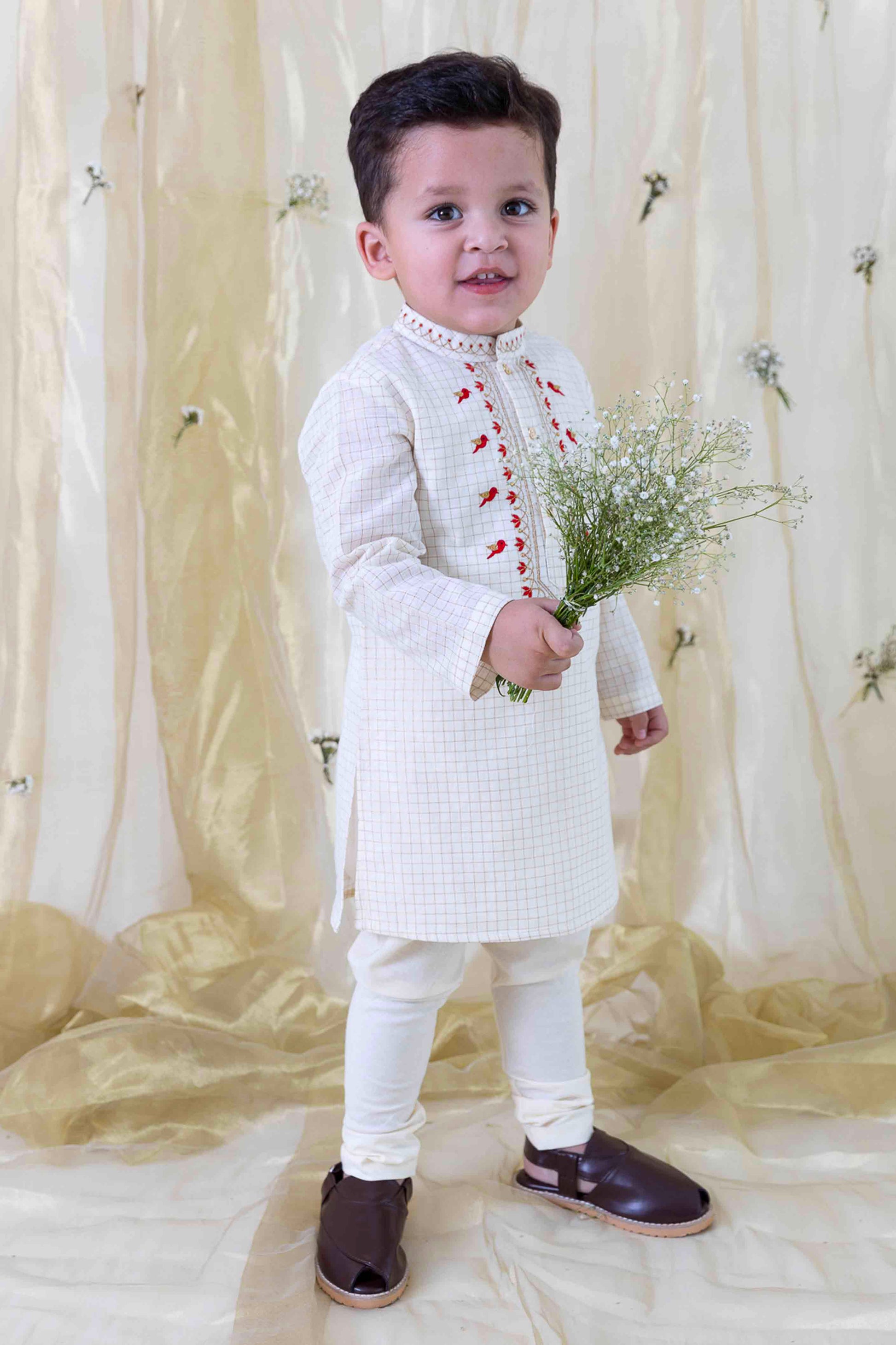 Chidiya Udd Zari Kurta Set - Cream - Image 6