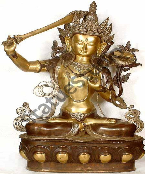 Tibetan Buddhist Goddess of Wisdom Manjushri Large Statue for Success 40" - Eco-friendly - Sama Homes