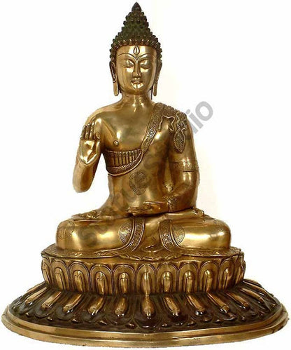 Antique Nepal Deity Lord Blessing Buddha Décor Large Statue 2 Feet Big by vendor-unknown - Buddha