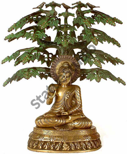 Metal handicraft Boddhisatva Tree Sitting Buddha Christmas Gift Statue 21" by vendor-unknown - Buddha (View 2)