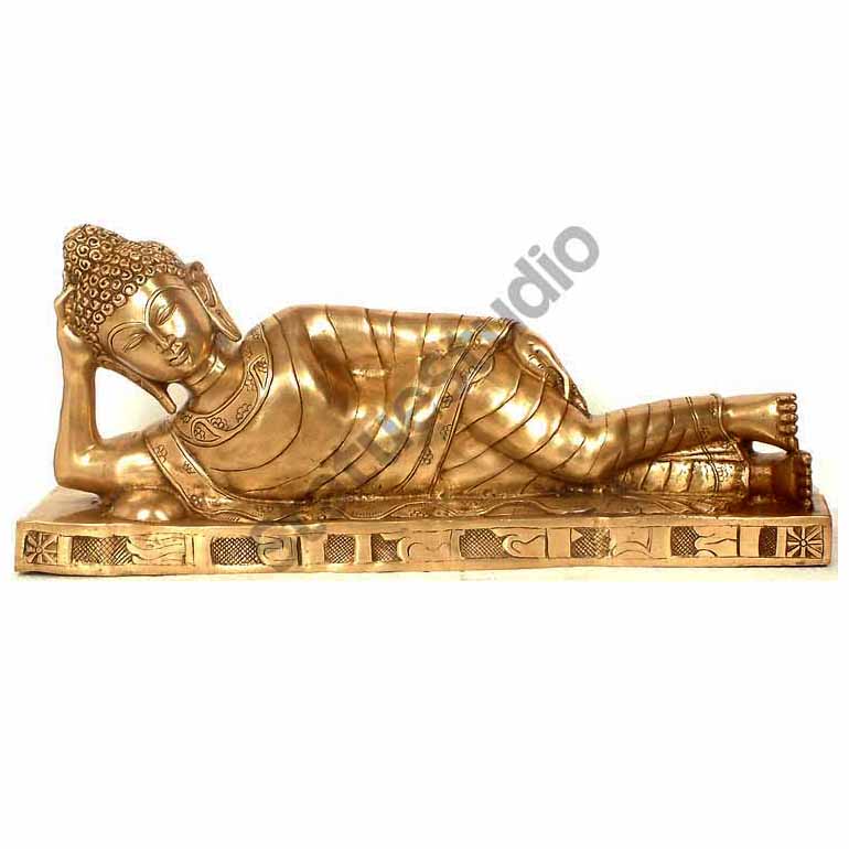 Large Size Reclining Nepal Deity Buddha Home Décor Statue 25" - Image 2