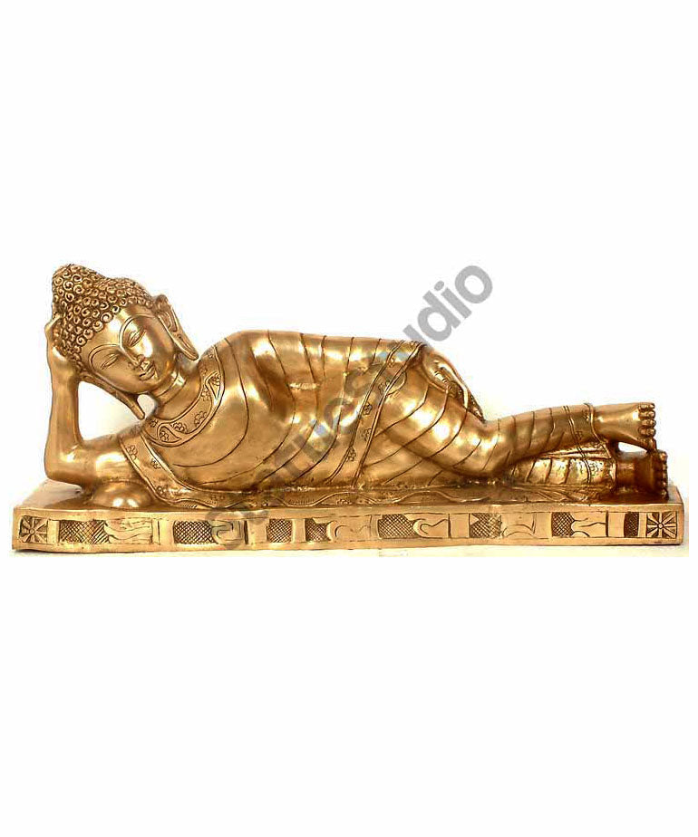 Large Size Reclining Nepal Deity Buddha Home Décor Statue 25"