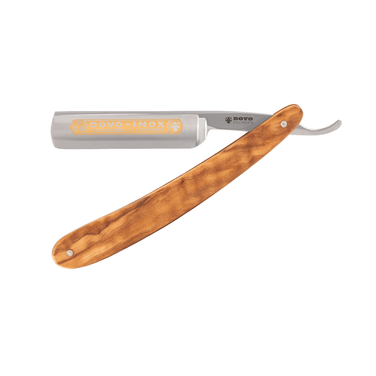 Dovo Straight Razor, "Inox" 5/8", Stainless Steel, Full Hollow Grind, Olive Wood Handle