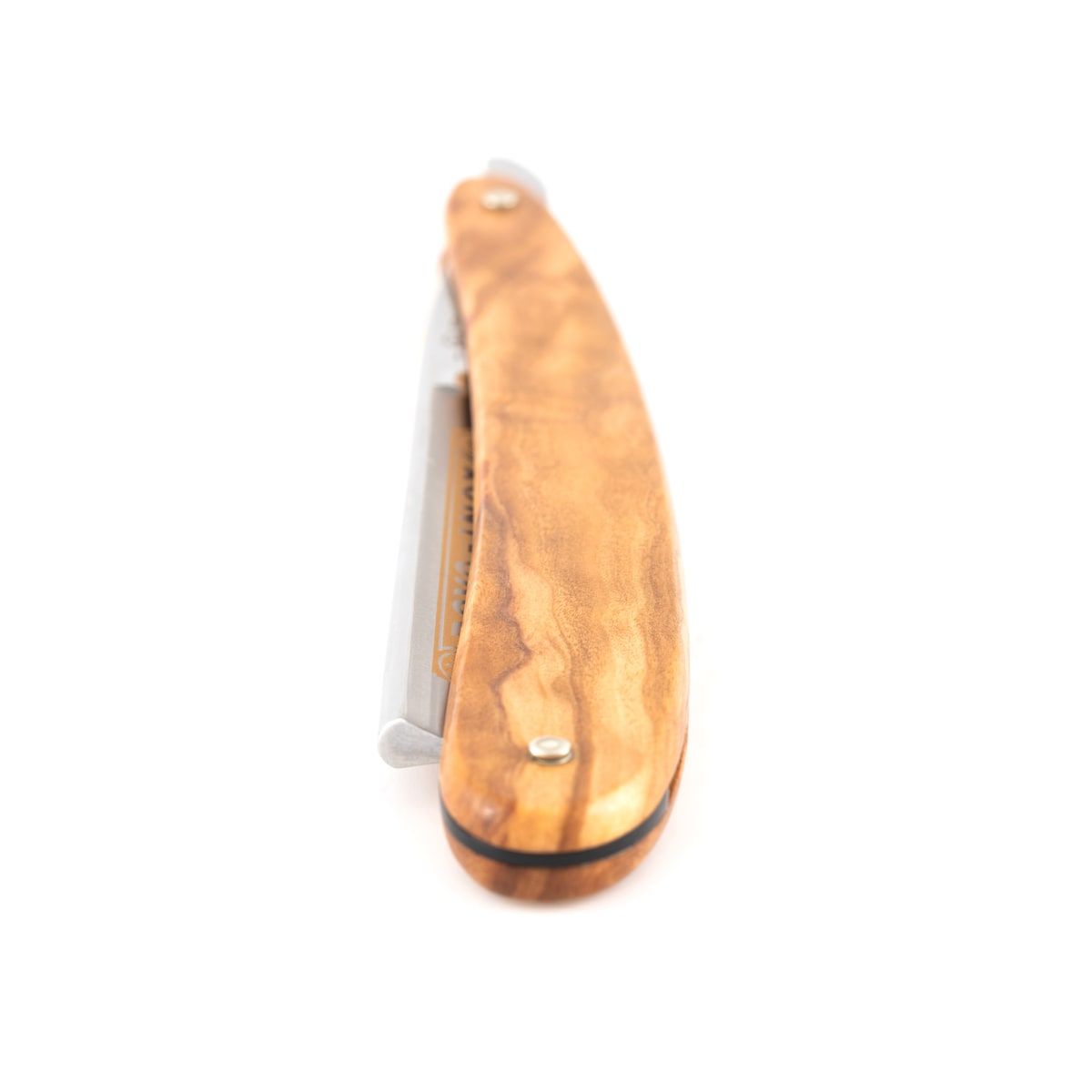 Dovo Straight Razor, "Inox" 5/8", Stainless Steel, Full Hollow Grind, Olive Wood Handle - Image 3