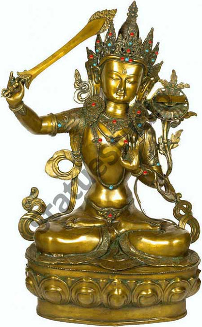 Perfect Living Room Décor Masterpiece Tibetan Buddhist Deity Manjushri Statue 3 Feet by vendor-unknown - Buddha (View 2)