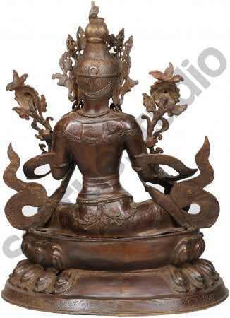 Antique Indian handicraft Green Tara Buddhist Deity Big Statue 2 Feet by vendor-unknown - Hindu Gods (View 3)