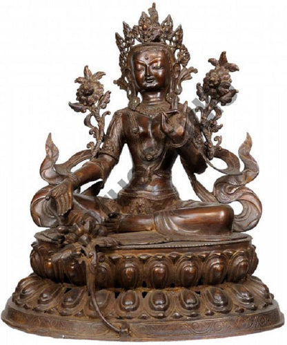 Antique Indian handicraft Green Tara Buddhist Deity Big Statue 2 Feet by vendor-unknown - Hindu Gods