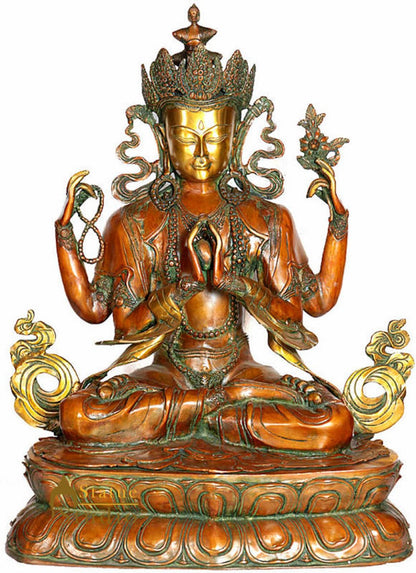 Four Armed Avalokiteshwara Buddha Large Size Home Garden Decor Statue 27" by vendor-unknown - Buddha (View 2)