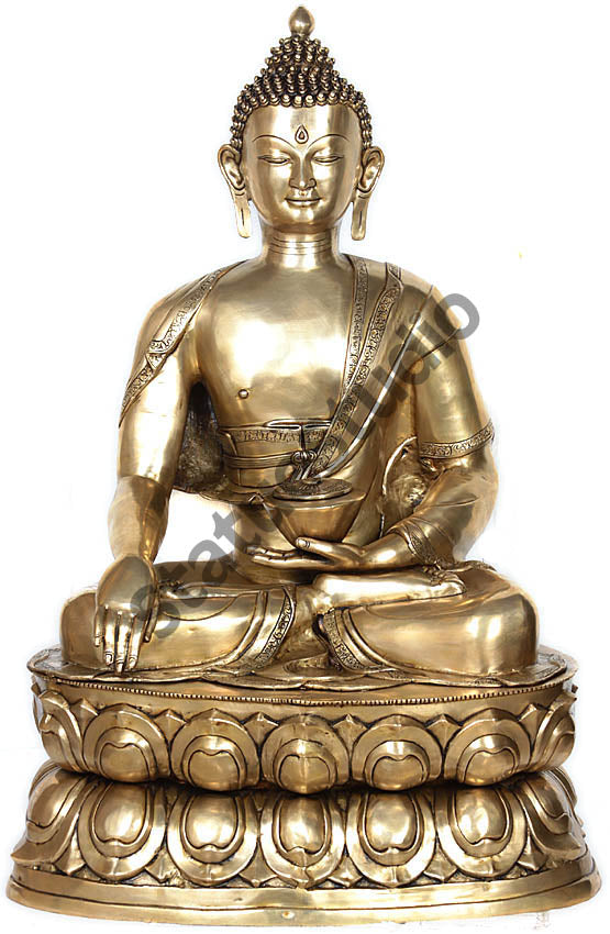 Large Size Shakyamuni Buddha Lotus Base Home Garden Décor Big Statue 3 Feet - Image 2