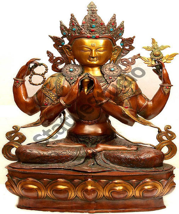 Large Size Four Armed Buddha Avalokiteshwara Big Home Garden Décor Statue 3 Feet