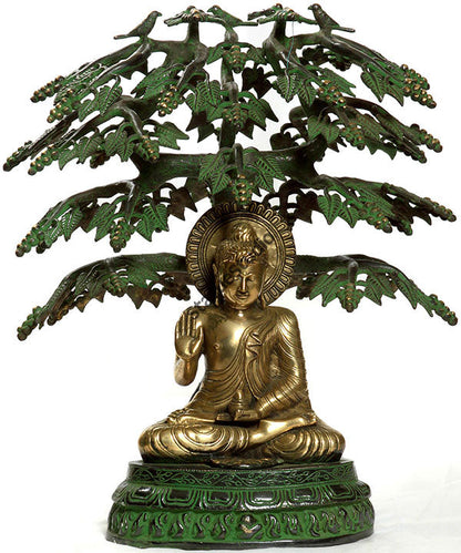Lord Buddha Sitting Under Bodhi Tree Bodhisattva Large Statue 21" by vendor-unknown - Buddha