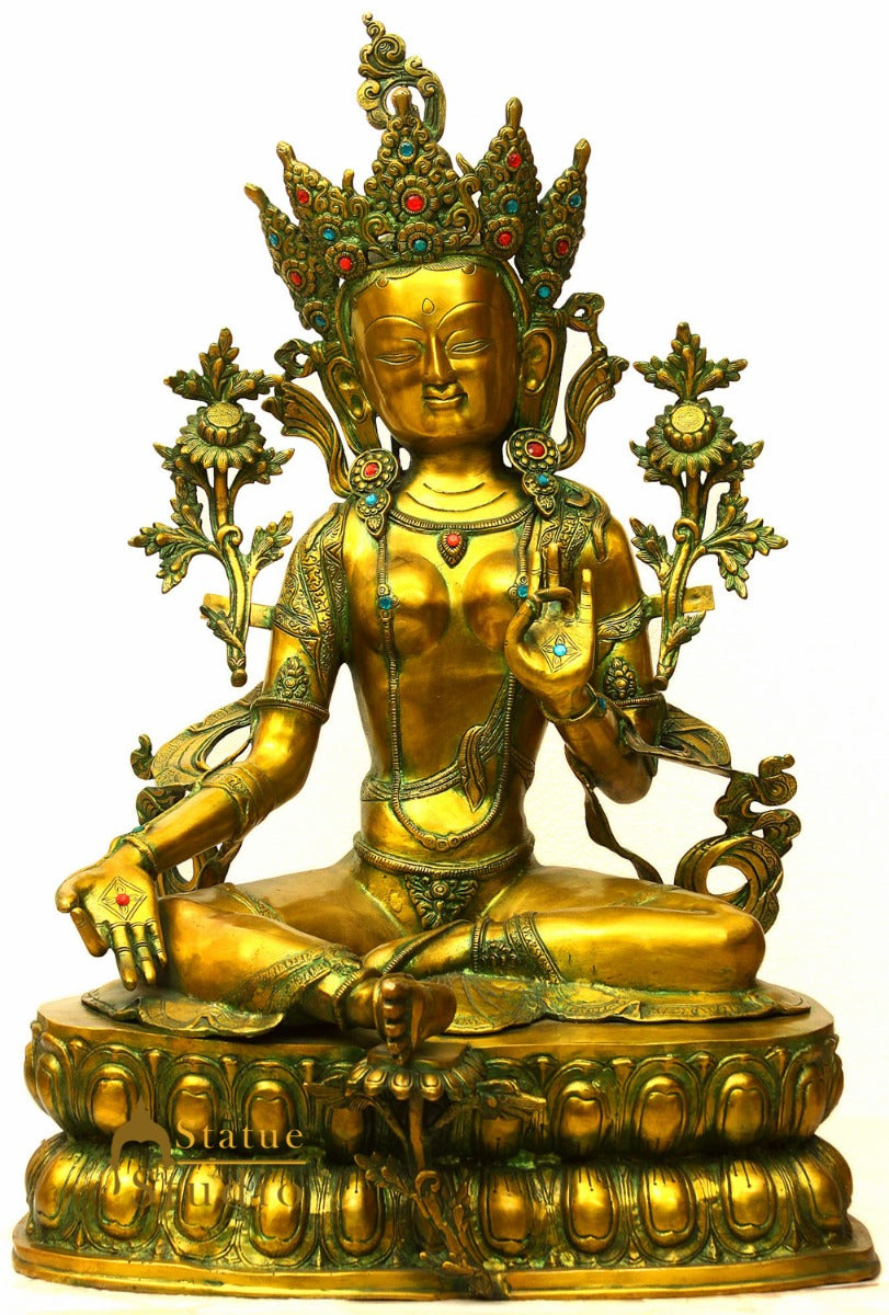 Big Size Tibet Buddha Goddess Green Tara Large Garden Home Décor Statue 3 Feet - Image 2