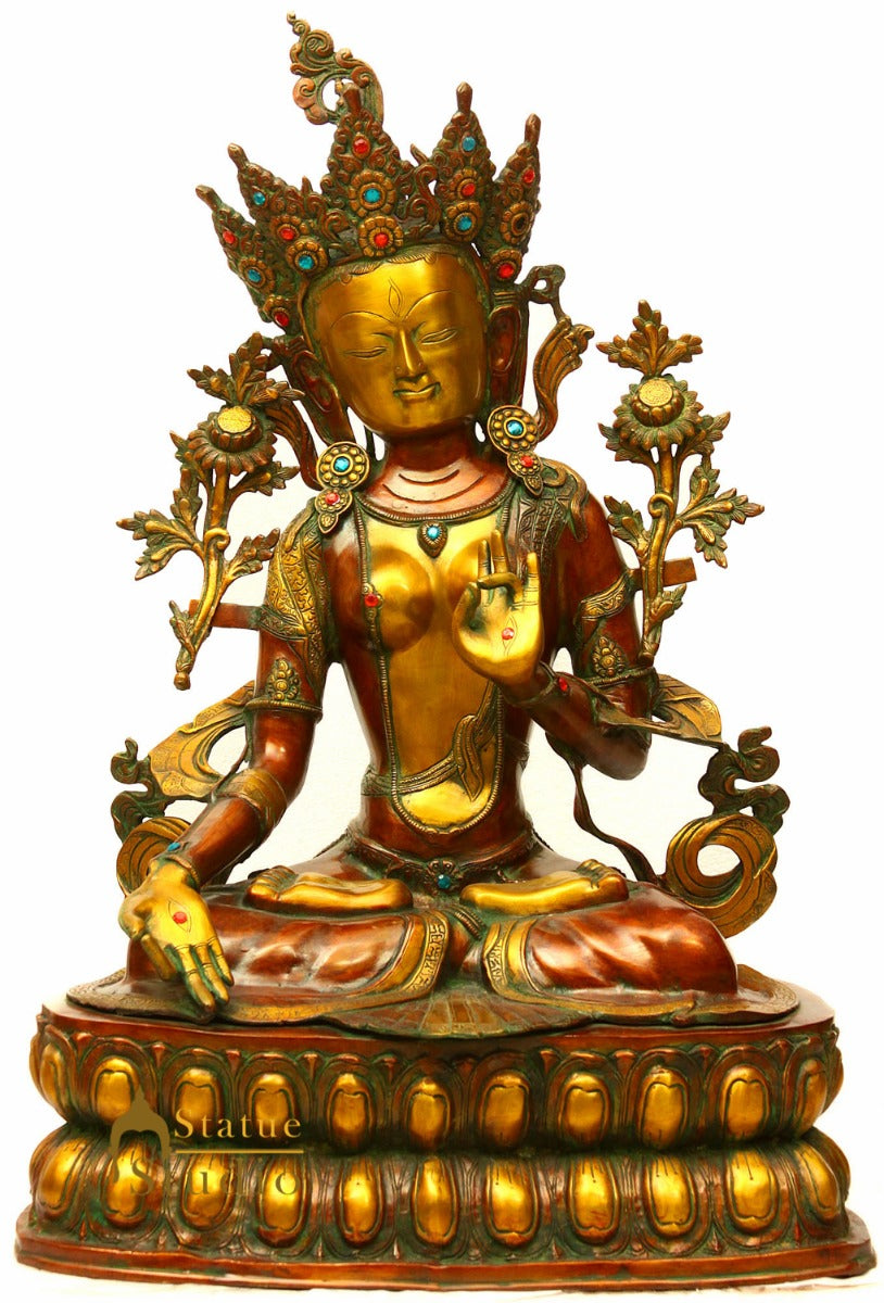 Big Size Tibet Buddha Goddess White Tara Large Garden Home Décor Statue 3 Feet - Eco-friendly - Sama Homes