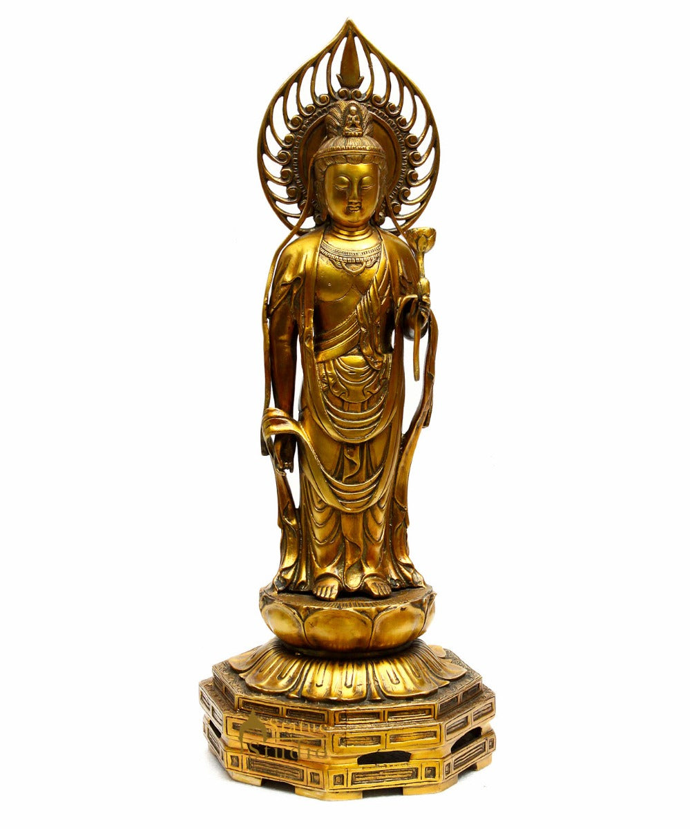 Japanese Buddha Kuan Yin Standing Large Size Sculpture 2 Feet - Eco-friendly - Sama Homes