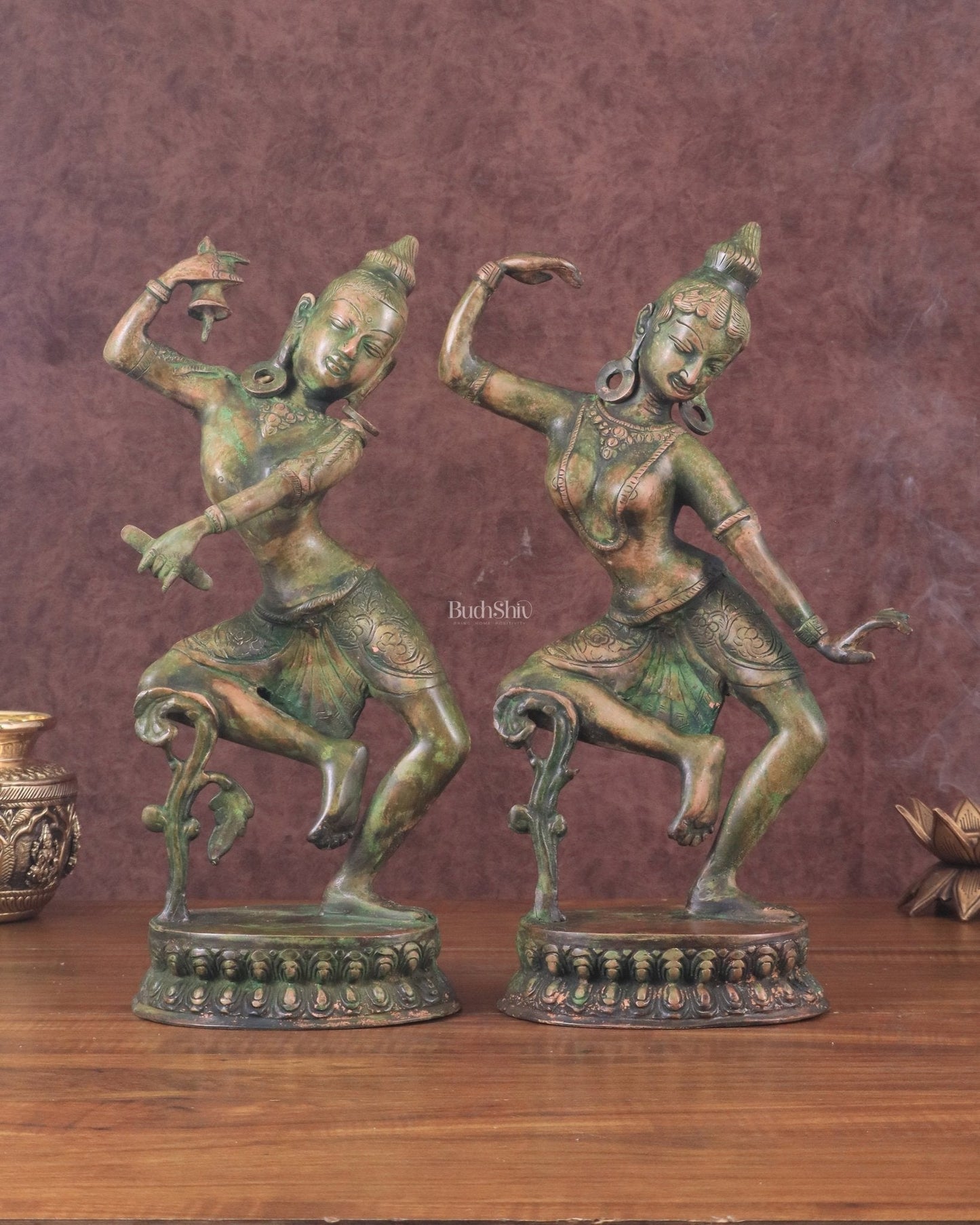 15" Lord Shiva and Parvati Dancing Idols brass idols antique Patina | 100% Certified Copper & Brass - Sama Homes Idol - Brass Sculpture