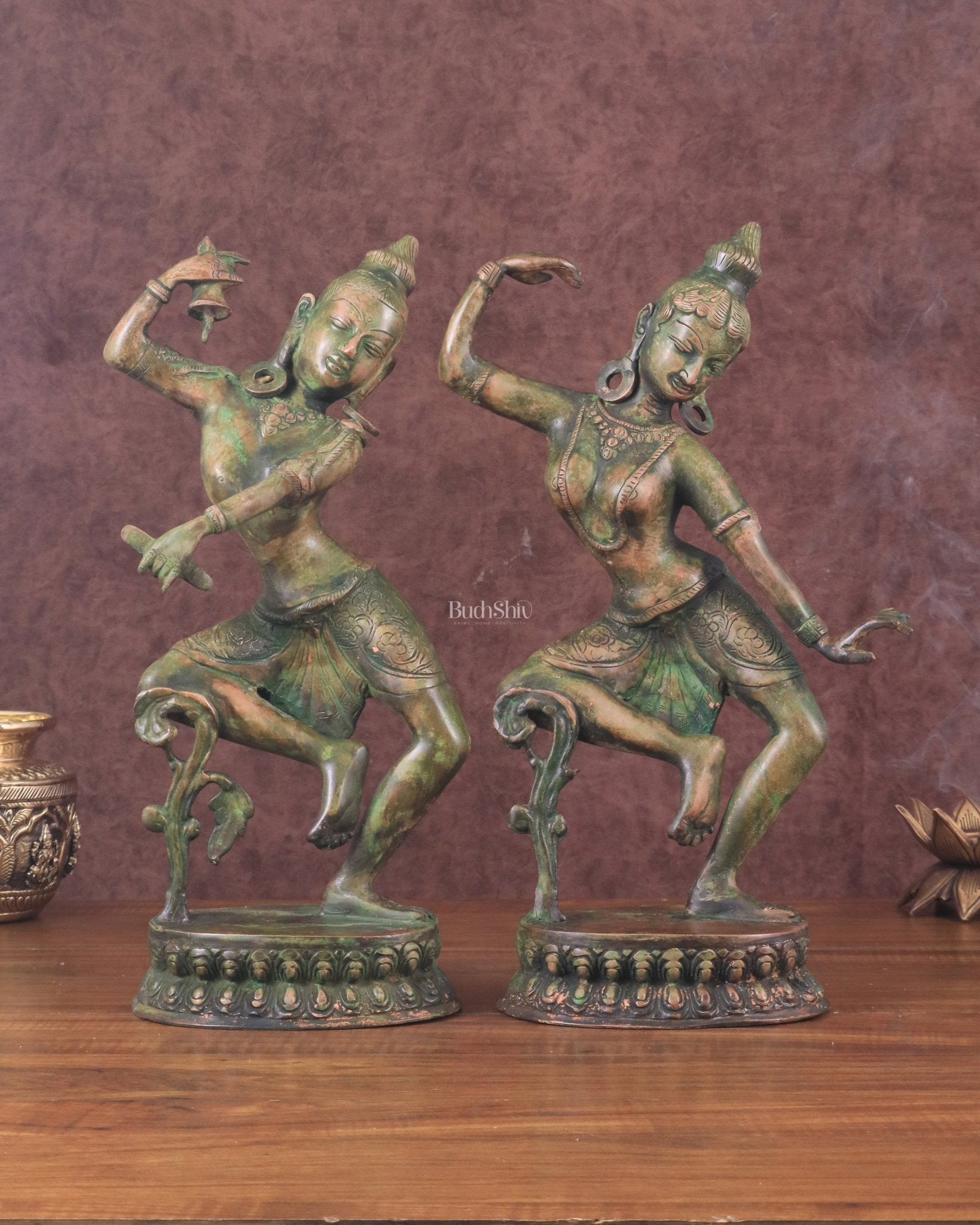 15" Lord Shiva and Parvati Dancing Idols brass idols antique Patina | 100% Certified Copper & Brass - Sama Homes Idol - Brass Sculpture - Eco-friendly - Sama Homes