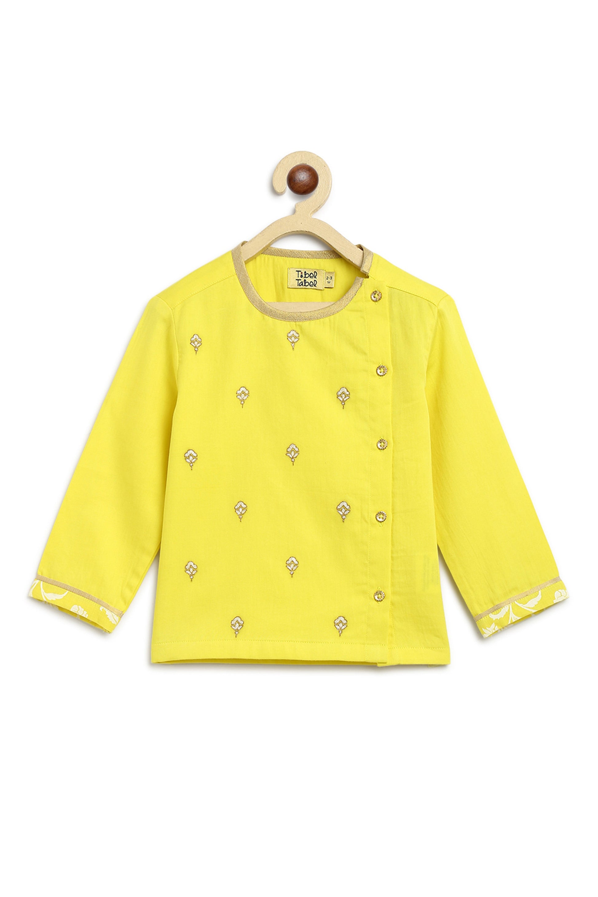 Baby Sadabahar Buti Dhoti Set - Yellow - Image 5