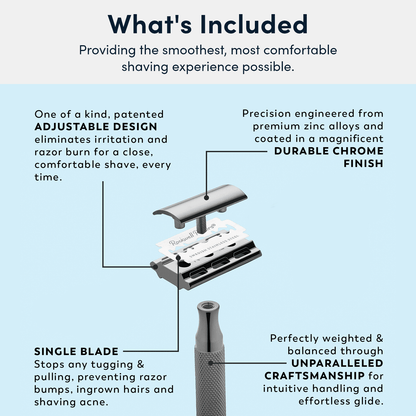 Rockwell 2C Adjustable DE Safety Razor - White Chrome (2 Settings) by Rockwell - Double Edge Safety Razors (View 7)