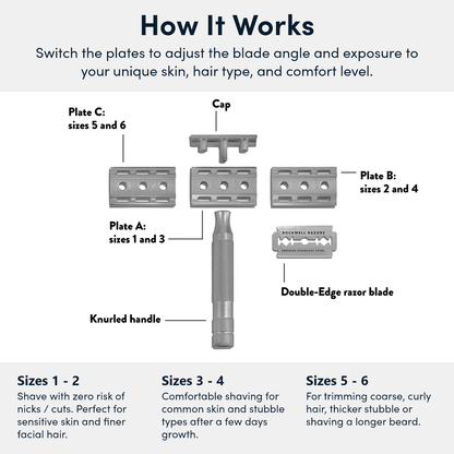 Rockwell 6S Stainless Steel Adjustable DE Safety Razor - Matte Stainless (6 Settings) by Rockwell - Double Edge Safety Razors (View 12)