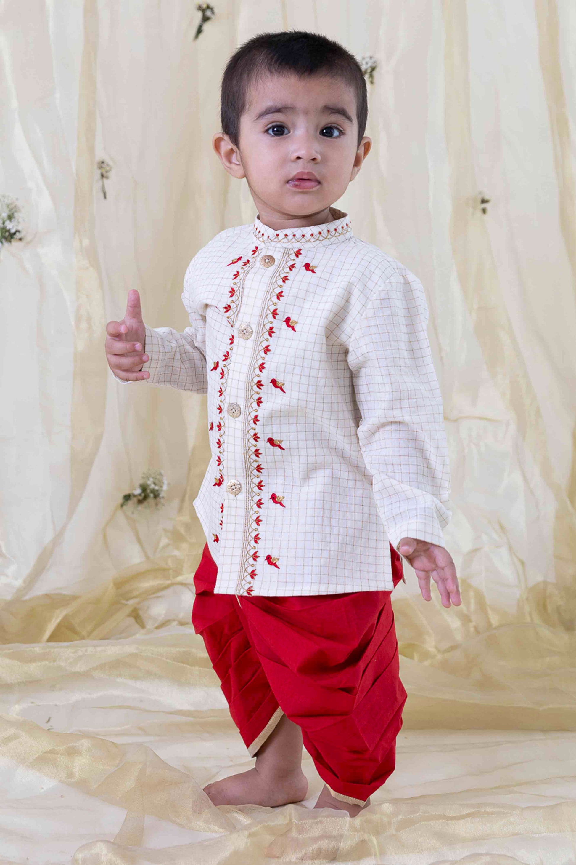 Chidiya Udd Zari Dhoti Set - Cream - Image 4