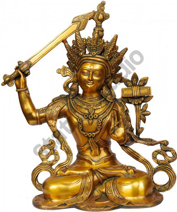 Room Decorative Fine Craft Buddha Goddess Manjushri Souvenier 16" - Eco-friendly - Sama Homes